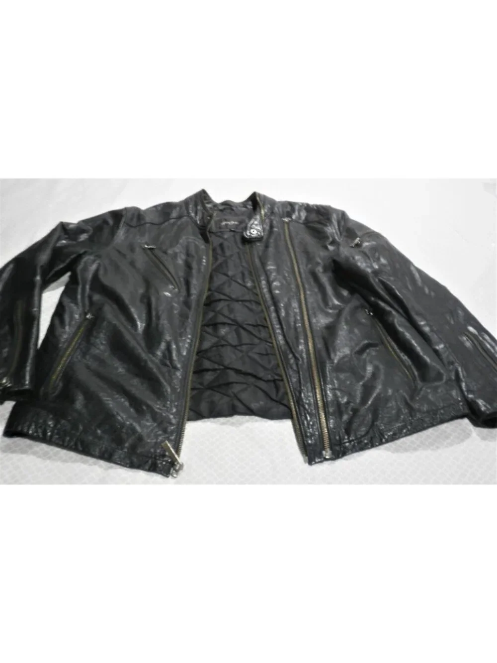 Vintage Retro Sean John Leather  Biker Jacket Men's Size XL Zippers